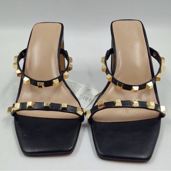 Black and Gold Studded Heels - Picture 1 of 3